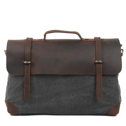 JMT-140618 Retro Leather Messenger Bag for 13-15 Inch Laptops, Large Capacity Casual Crossbody Bag
