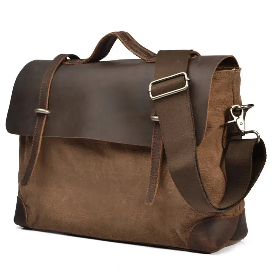 JMT-140618 Retro Leather Messenger Bag for 13-15 Inch Laptops, Large Capacity Casual Crossbody Bag
