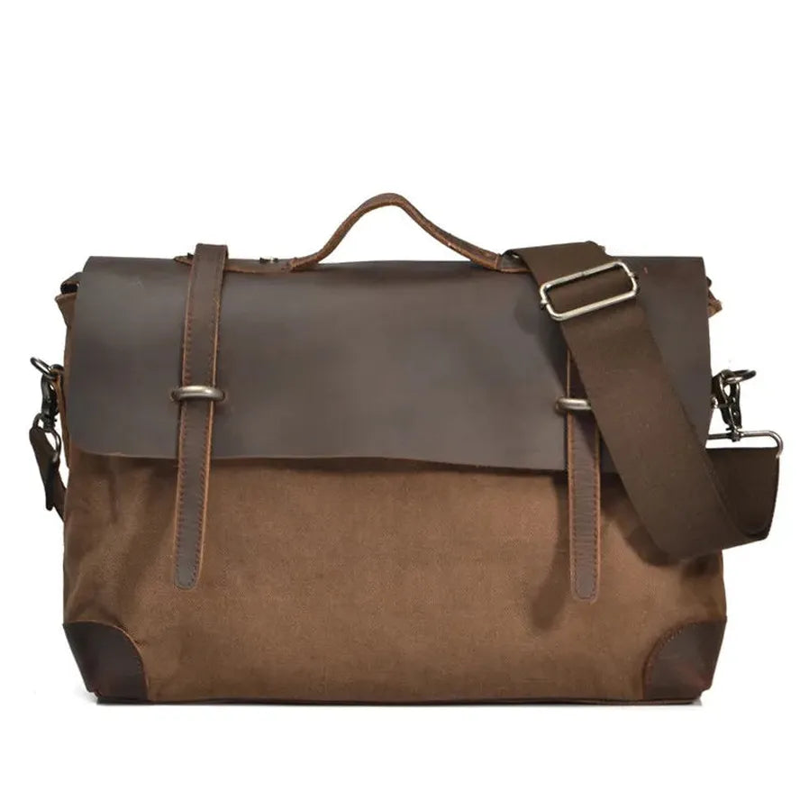 JMT-140618 Retro Leather Messenger Bag for 13-15 Inch Laptops, Large Capacity Casual Crossbody Bag