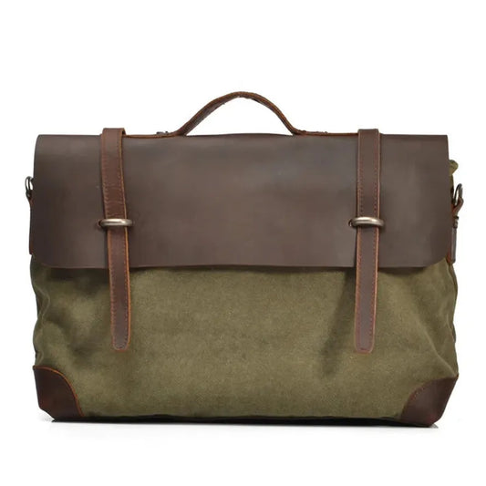 JMT-140618 Retro Leather Messenger Bag for 13-15 Inch Laptops, Large Capacity Casual Crossbody Bag