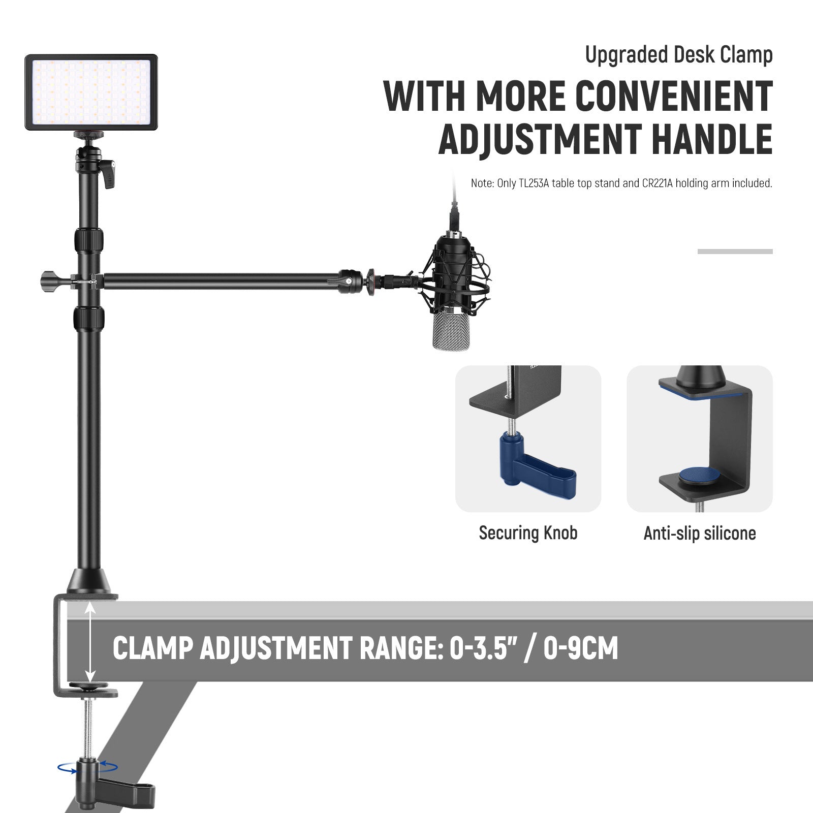 JMT-141066 Adjustable Metal Desktop Photography Stand with Cross Arm, Load Bearing 1KG