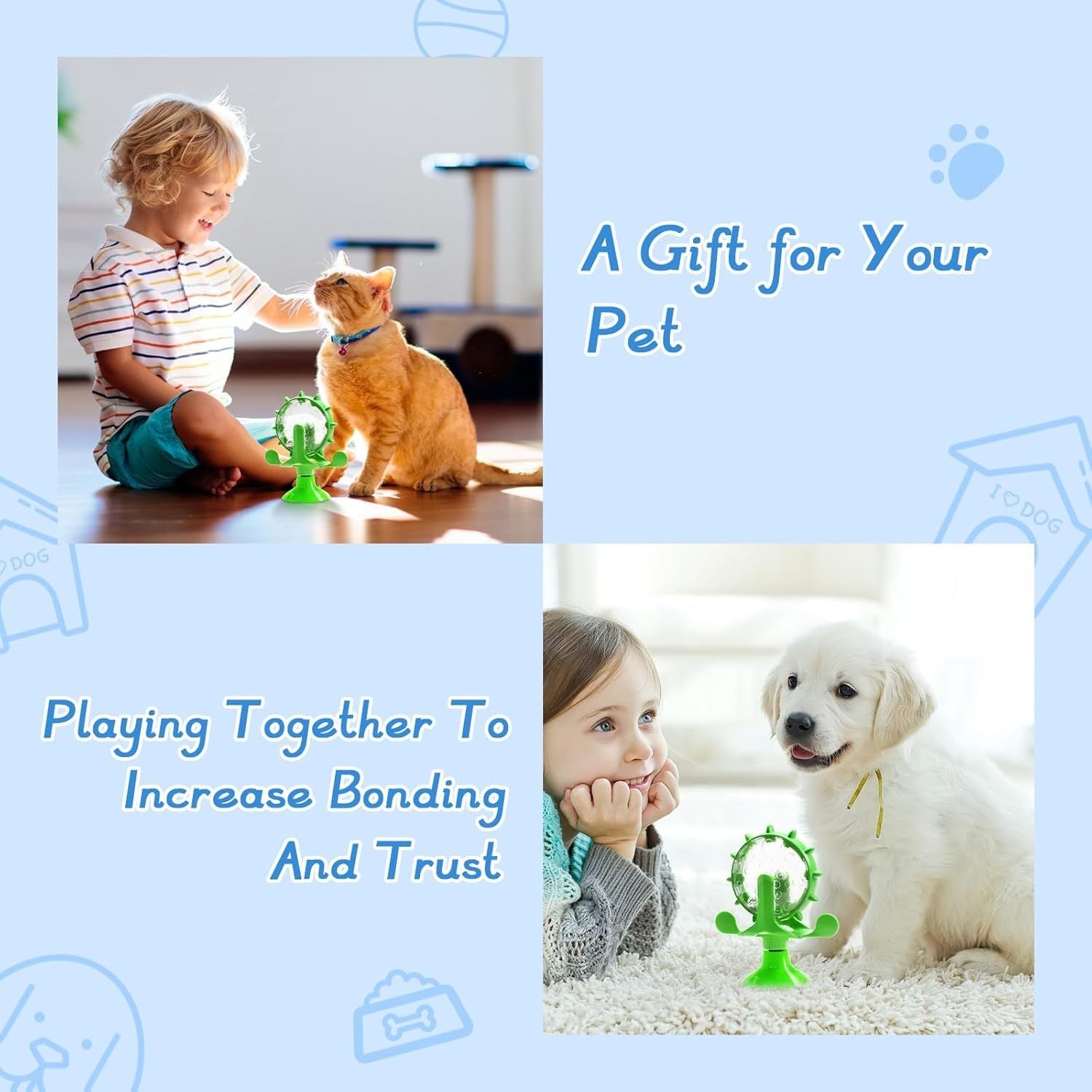 JMT-141194 Interactive Cat and Dog Puzzle Toy with Snack Dispenser and Rotating Bell