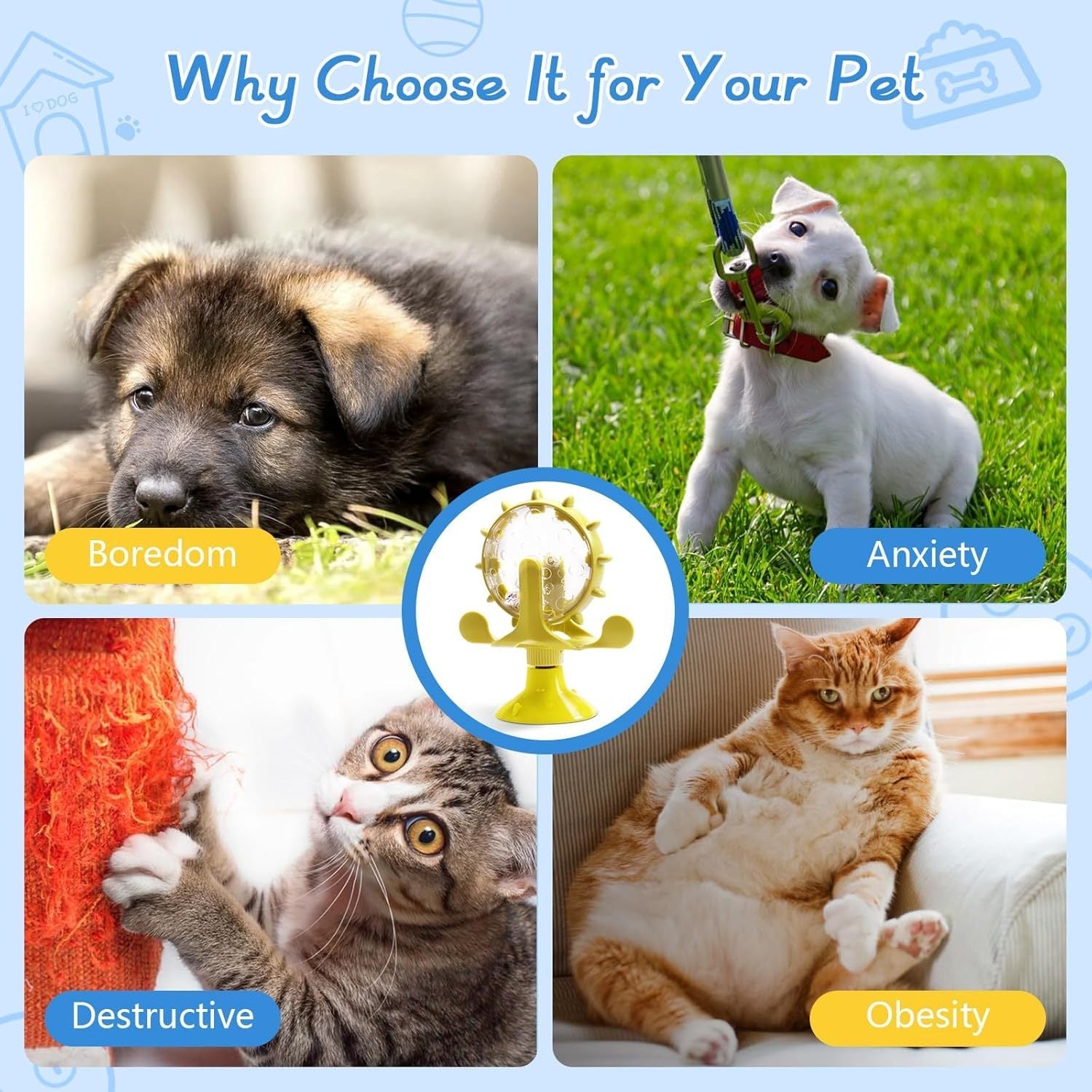 JMT-141194 Interactive Cat and Dog Puzzle Toy with Snack Dispenser and Rotating Bell