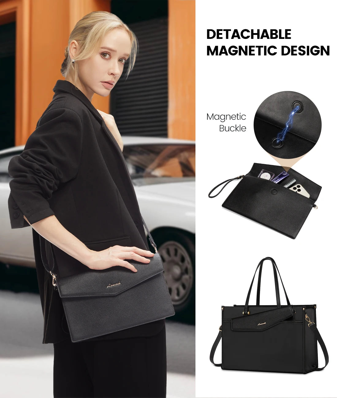 JMT-141194 Waterproof Leather Laptop Tote Bag for 15.6-Inch Devices - Professional Briefcase for Work and Travel