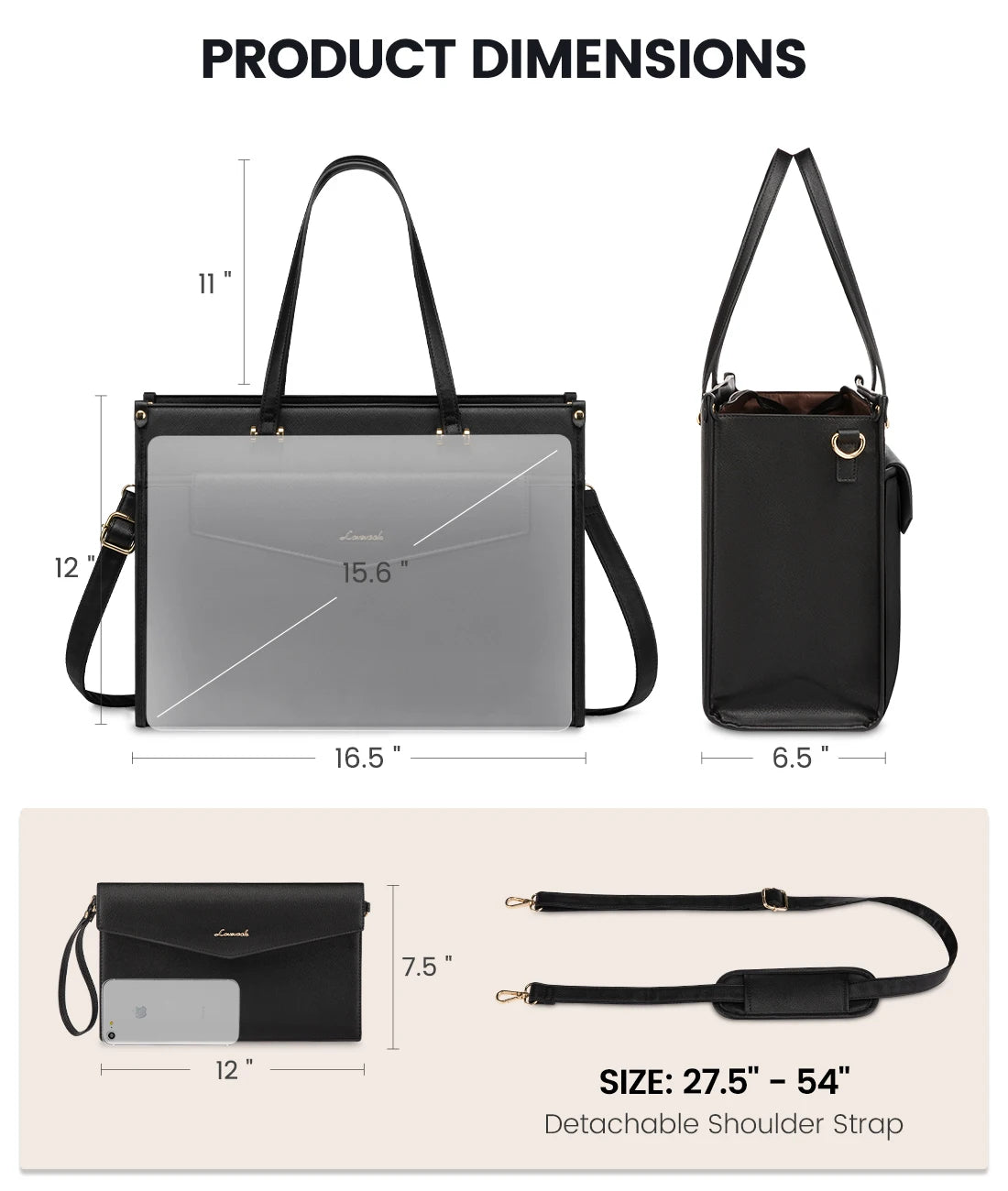 JMT-141194 Waterproof Leather Laptop Tote Bag for 15.6-Inch Devices - Professional Briefcase for Work and Travel