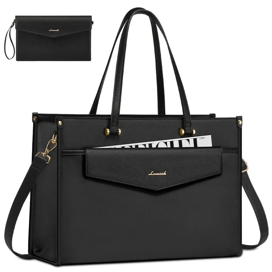 JMT-141194 Waterproof Leather Laptop Tote Bag for 15.6-Inch Devices - Professional Briefcase for Work and Travel