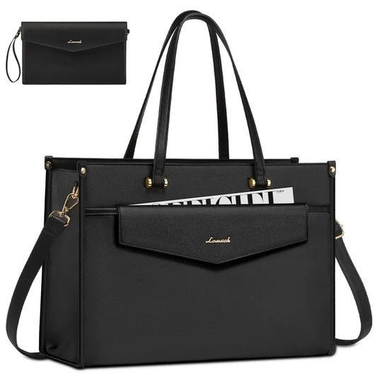 JMT-141194 Waterproof Leather Laptop Tote Bag for 15.6-Inch Devices - Professional Briefcase for Work and Travel