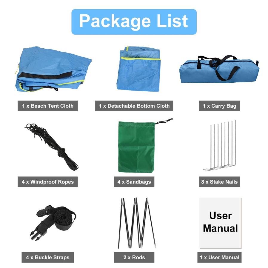 JMT-141258 4-6 Person Waterproof Beach Canopy Tent with UPF50 Sun Protection and Carry Bag for Outdoor Activities