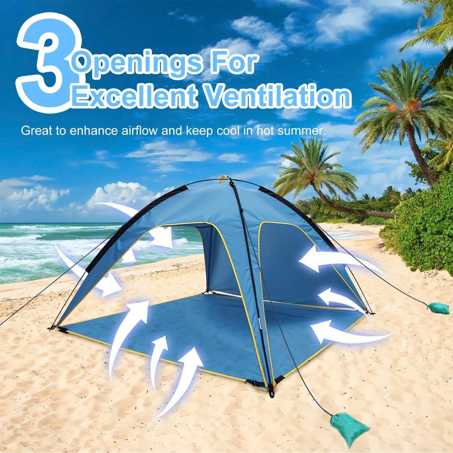 JMT-141258 4-6 Person Waterproof Beach Canopy Tent with UPF50 Sun Protection and Carry Bag for Outdoor Activities