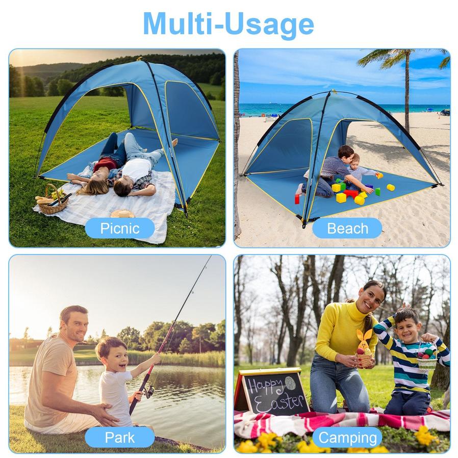 JMT-141258 4-6 Person Waterproof Beach Canopy Tent with UPF50 Sun Protection and Carry Bag for Outdoor Activities