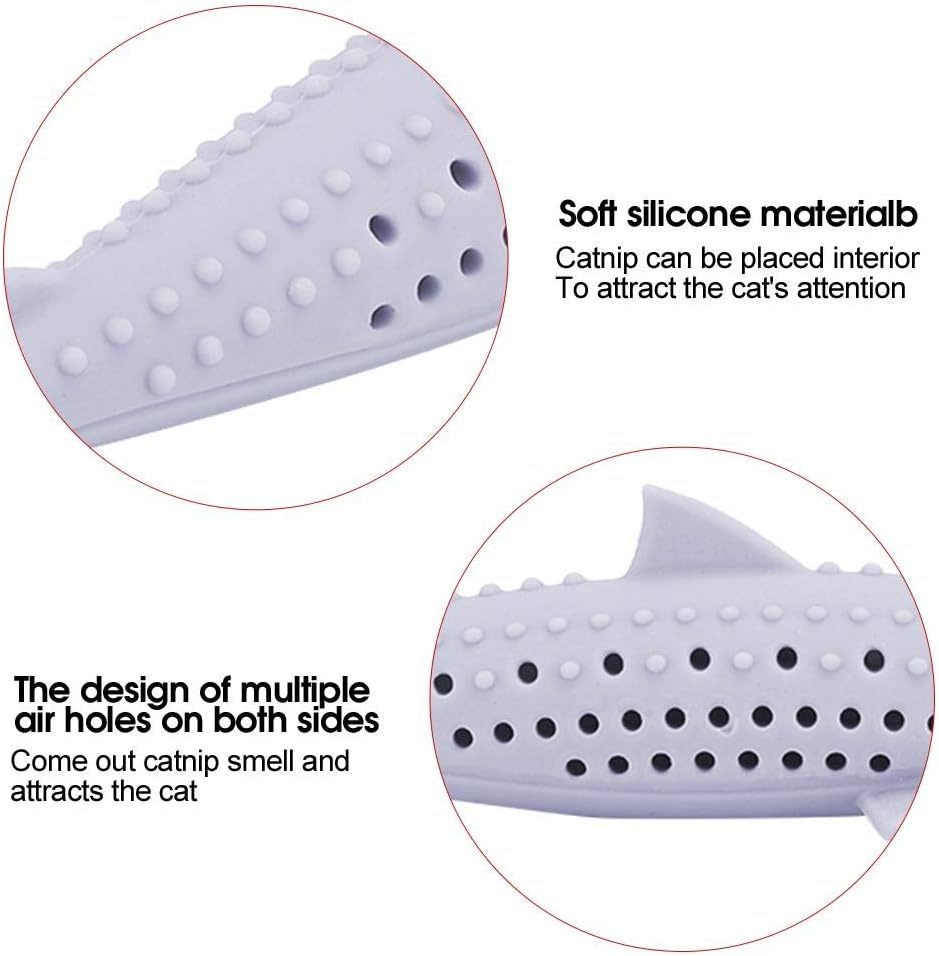 JMT-141514 Catnip-Infused Silicone Fish Shape Chew Toy for Dental Care and Playtime