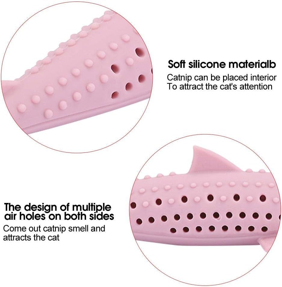 JMT-141514 Catnip-Infused Silicone Fish Shape Chew Toy for Dental Care and Playtime