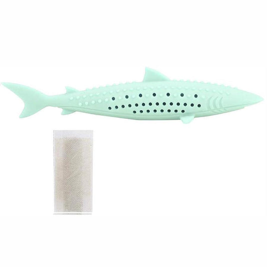 JMT-141514 Catnip-Infused Silicone Fish Shape Chew Toy for Dental Care and Playtime