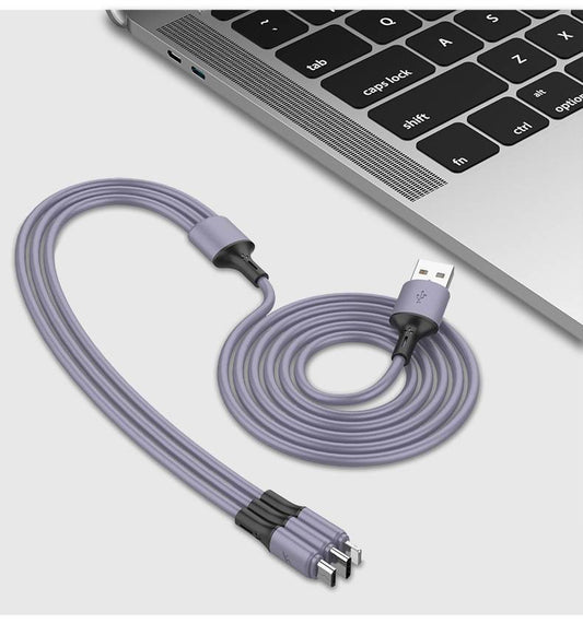 JMT-141706 3-in-1 Charging Cable - Liquid Silica Gel, 1.2m Length, Compatible with Android, Type-C, and Apple Devices