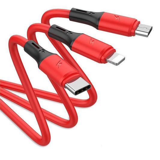 JMT-141706 3-in-1 Charging Cable - Liquid Silica Gel, 1.2m Length, Compatible with Android, Type-C, and Apple Devices