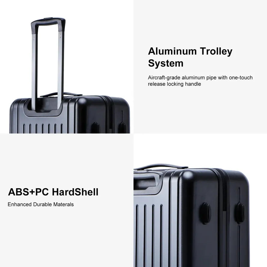 JMT-142090 Customisable ABS PC Hard Shell Trolley Luggage Set - 3 Pieces Travel Suitcase Collection
