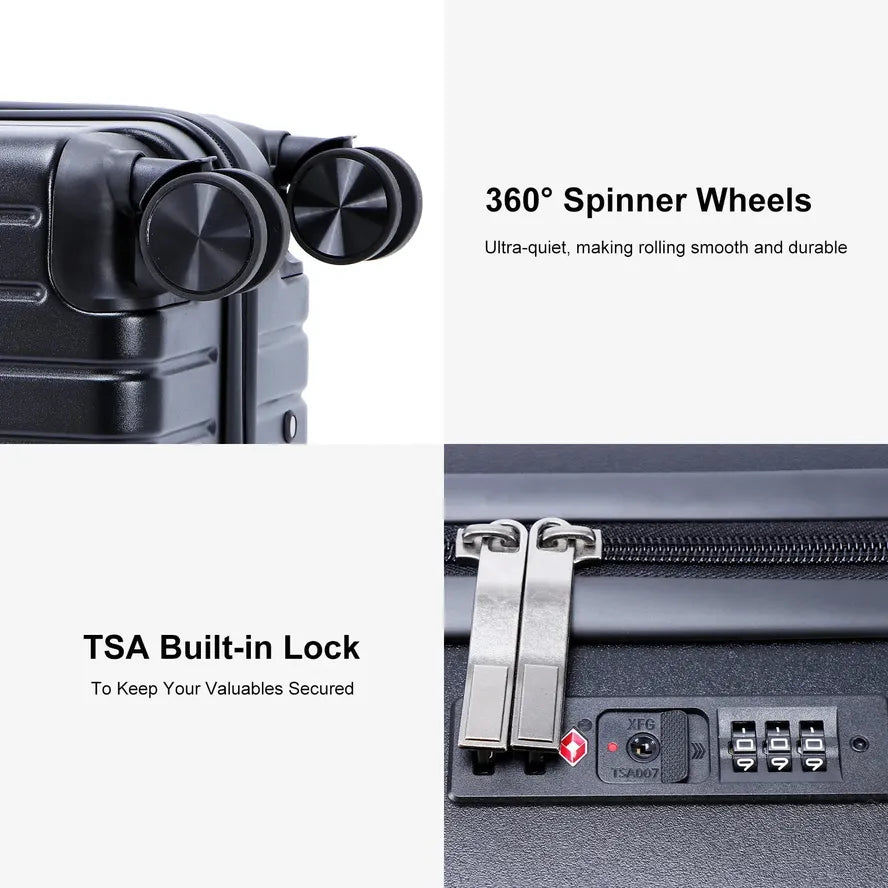 JMT-142090 Customisable ABS PC Hard Shell Trolley Luggage Set - 3 Pieces Travel Suitcase Collection
