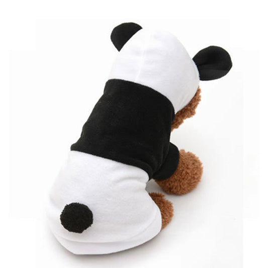 JMT-142282 Black and White Panda Fleece Dog Dress for Autumn and Winter