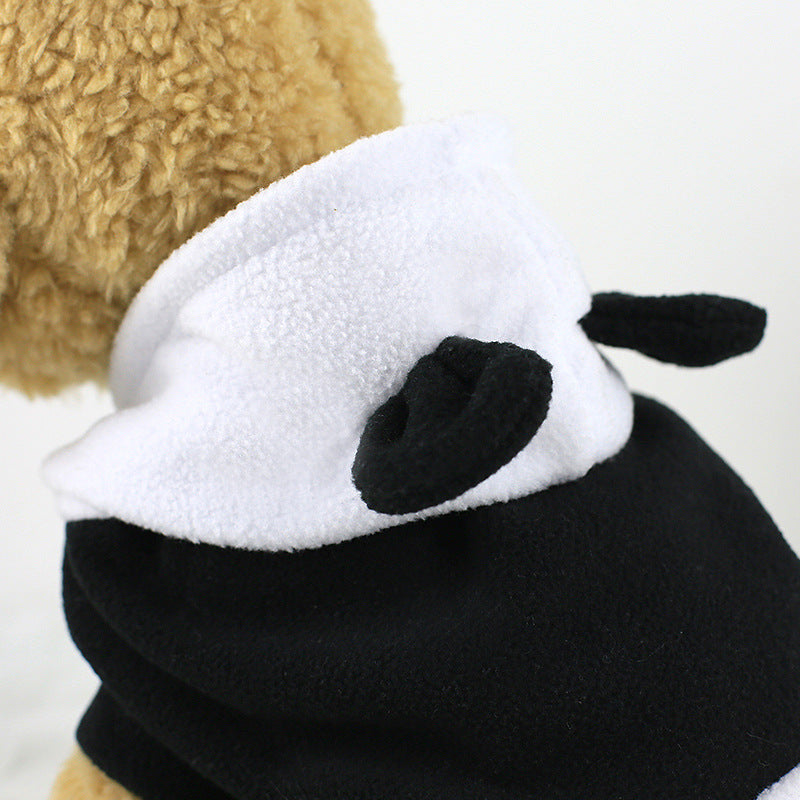 JMT-142282 Black and White Panda Fleece Dog Dress for Autumn and Winter