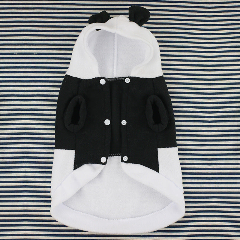 JMT-142282 Black and White Panda Fleece Dog Dress for Autumn and Winter