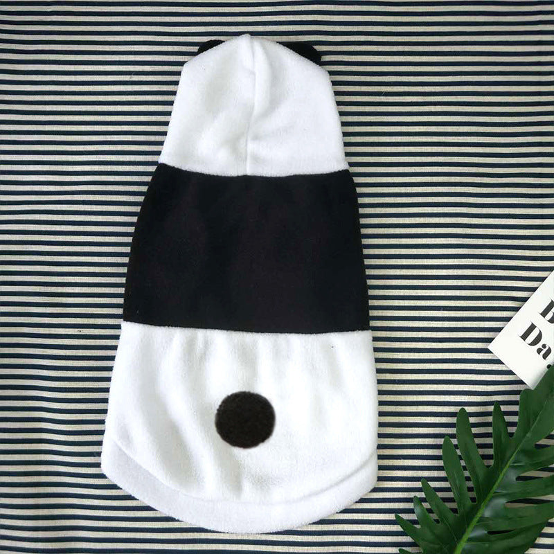 JMT-142282 Black and White Panda Fleece Dog Dress for Autumn and Winter