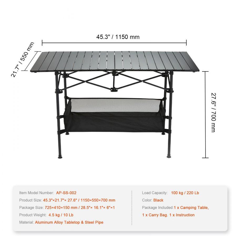 JMT-142410 Portable Outdoor Folding Picnic Table with Carrying Bag - 120 x 70 x 55 CM