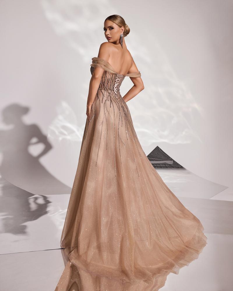 JMT-142602 Elegant Brown Evening Dress for Women - Sophisticated Style for Special Occasions