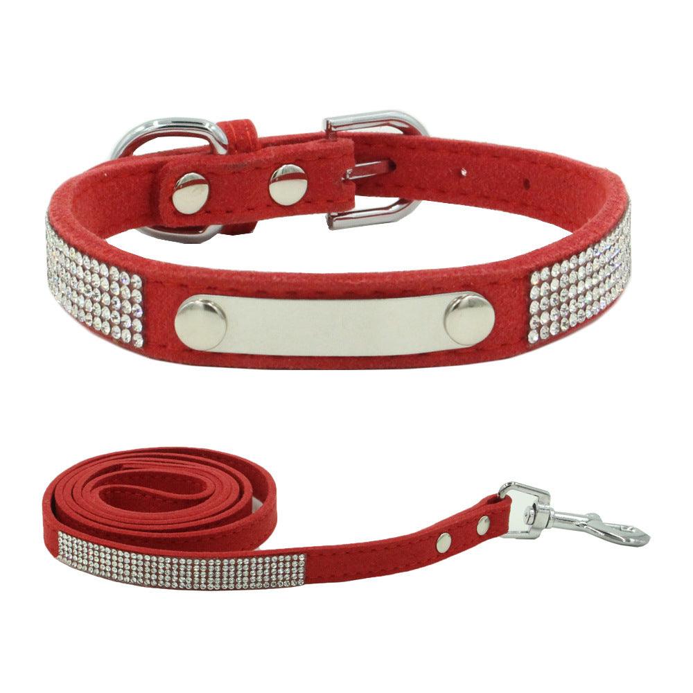 JMT-143178 Removable Water-Resistant Pet Collar with Pull Rope in White Diamond Light Blue