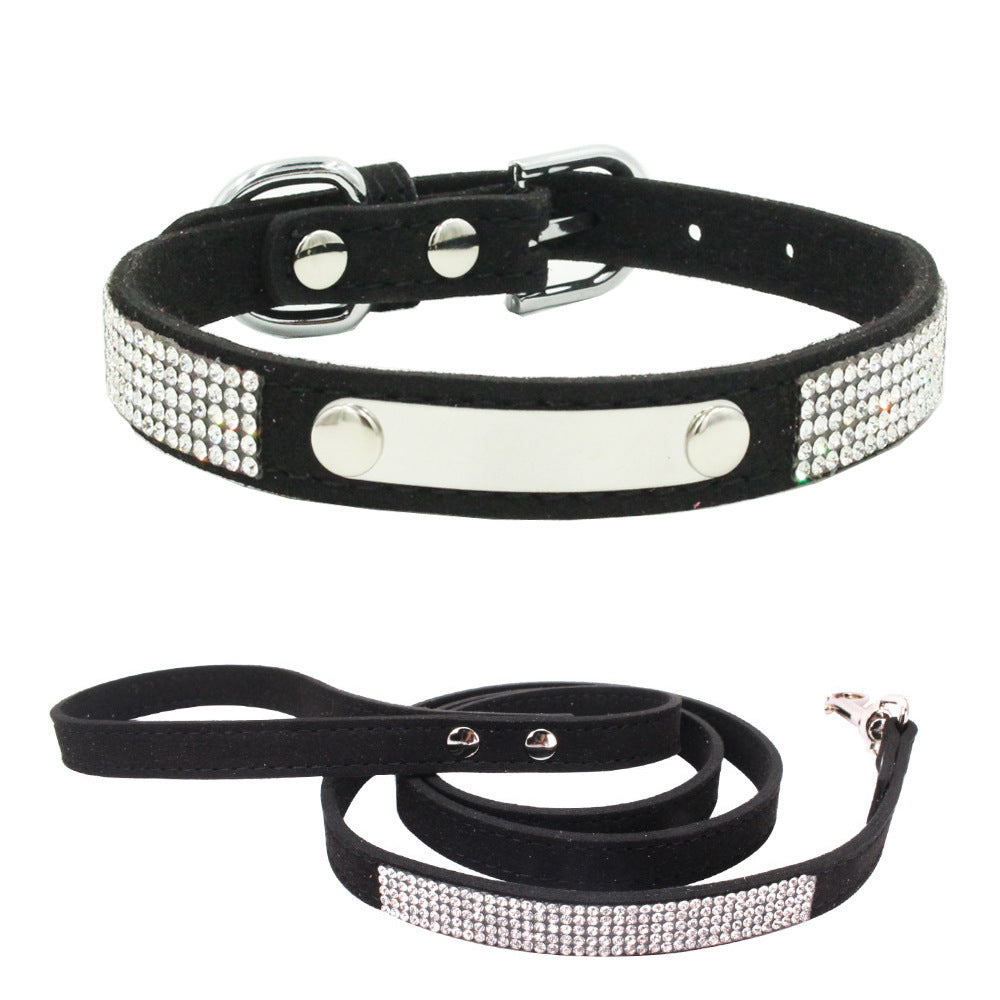 JMT-143178 Removable Water-Resistant Pet Collar with Pull Rope in White Diamond Light Blue