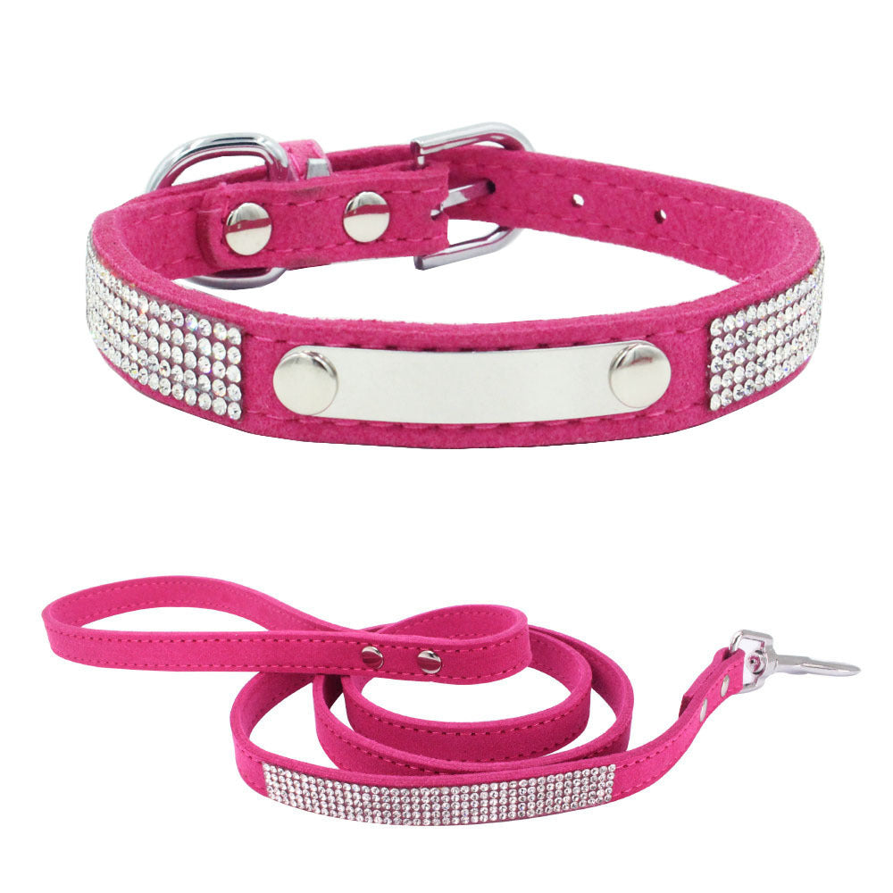 JMT-143178 Removable Water-Resistant Pet Collar with Pull Rope in White Diamond Light Blue