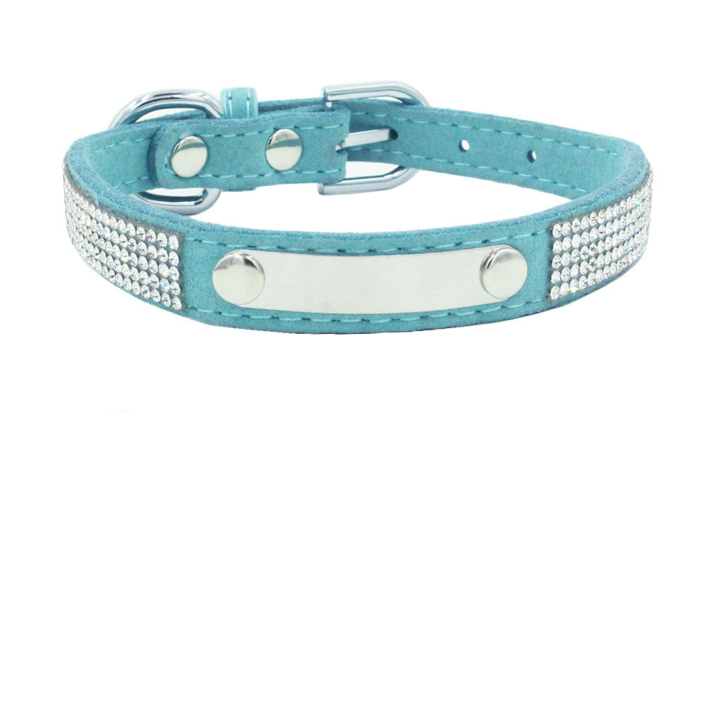 JMT-143178 Removable Water-Resistant Pet Collar with Pull Rope in White Diamond Light Blue