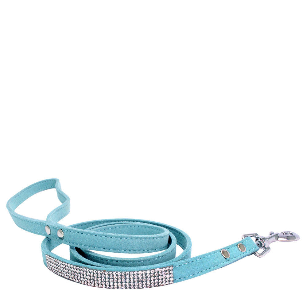 JMT-143178 Removable Water-Resistant Pet Collar with Pull Rope in White Diamond Light Blue