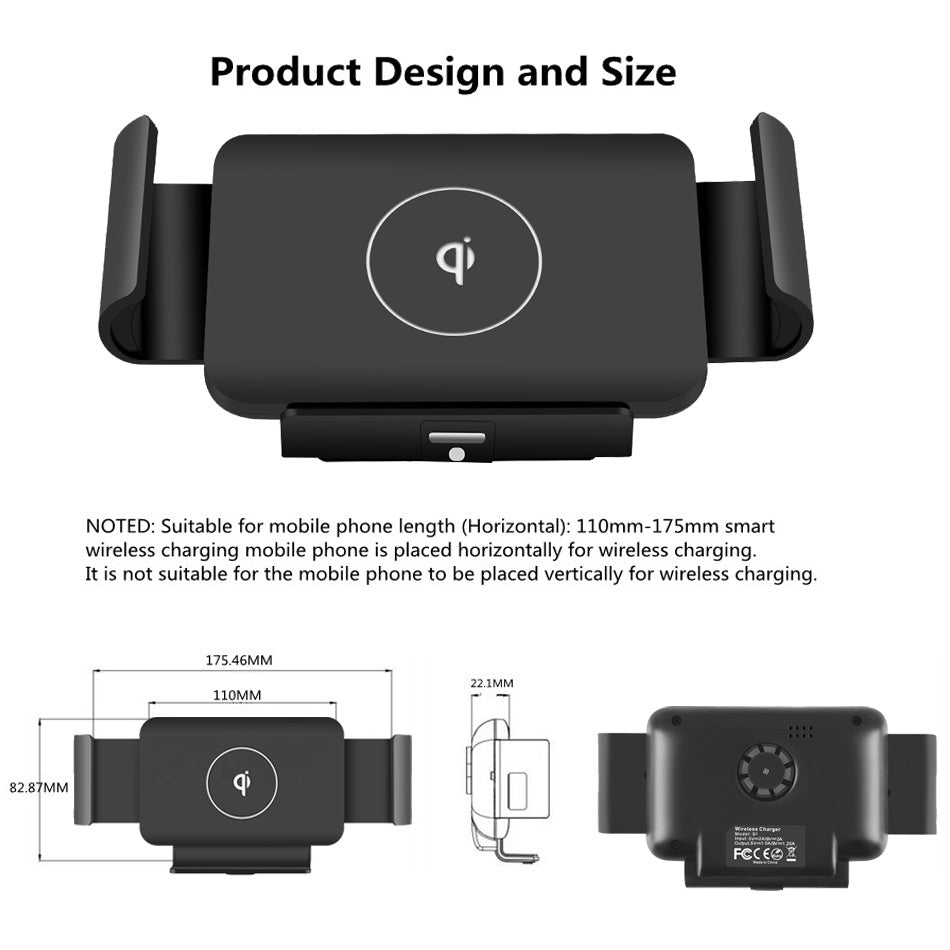 JMT-143370 Wireless Car Charger with Vent and Suction Mount for Qi-Enabled Devices