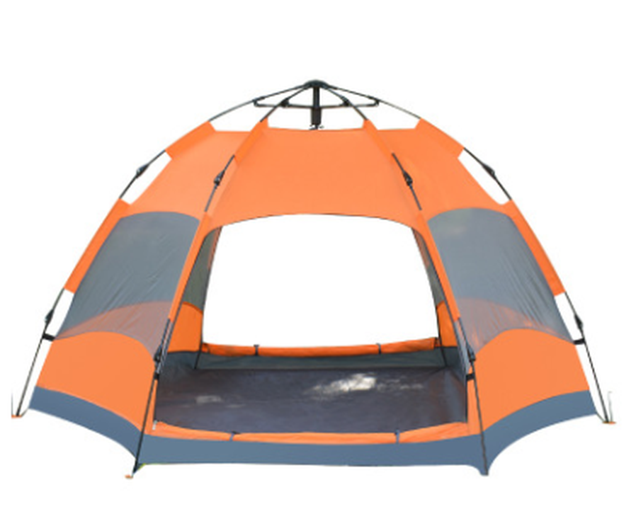 JMT-143562 Automatic Hexagonal Double-Layer Camping Tent for Multiple People - Rain-Resistant Outdoor Shelter