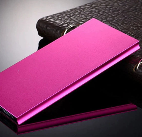JMT-143690 Slim Black Alloy Power Bank - Mini Ultra-thin Design, Compact Size 139MM x 66MM x 15MM