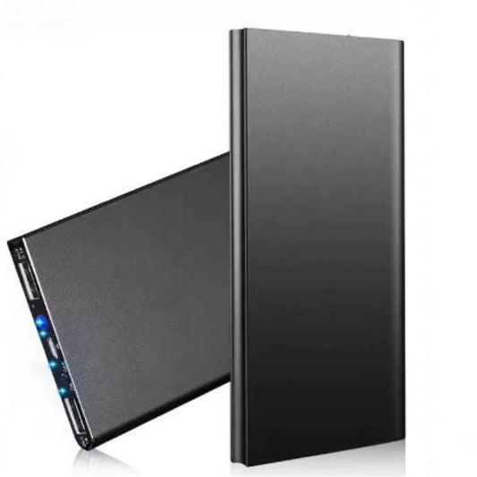 JMT-143690 Slim Black Alloy Power Bank - Mini Ultra-thin Design, Compact Size 139MM x 66MM x 15MM