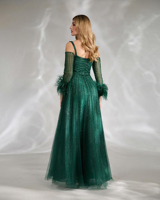 JMT-143754 Elegant Green Evening Gown for Women - SH0149