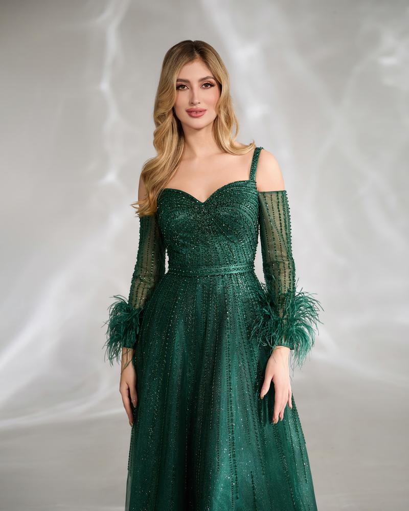 JMT-143754 Elegant Green Evening Gown for Women - SH0149
