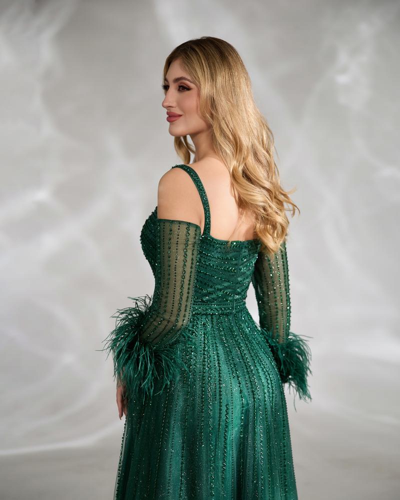 JMT-143754 Elegant Green Evening Gown for Women - SH0149