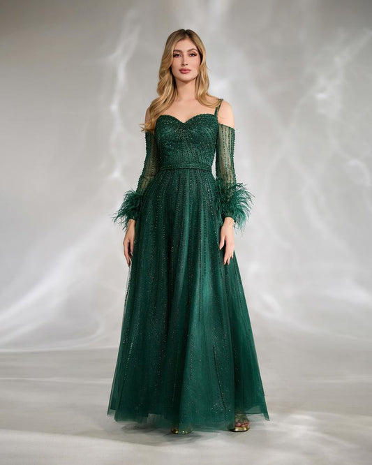 JMT-143754 Elegant Green Evening Gown for Women - SH0149