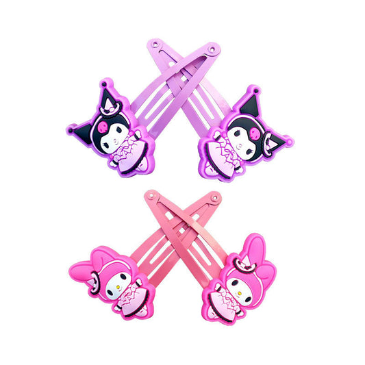 JMT-144202 Cartoon Kuromi Seaside Clip Hairpin for Children in Purple and Pink