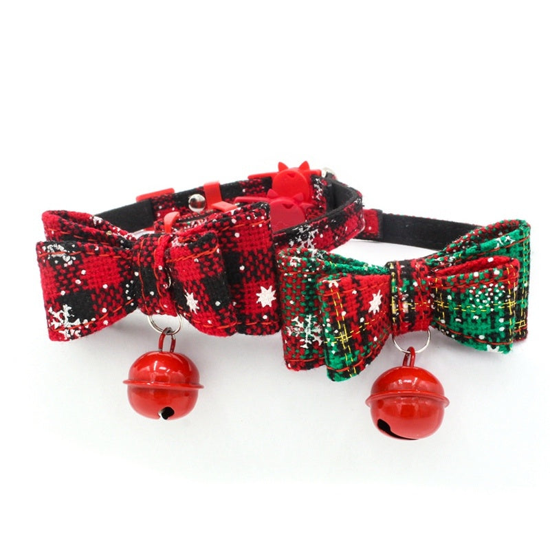 JMT-144330 Small Dog Christmas Chain Print Collar, Adjustable Microfiber, Sizes XS to M