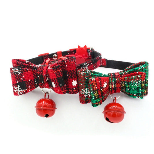 JMT-144330 Small Dog Christmas Chain Print Collar, Adjustable Microfiber, Sizes XS to M