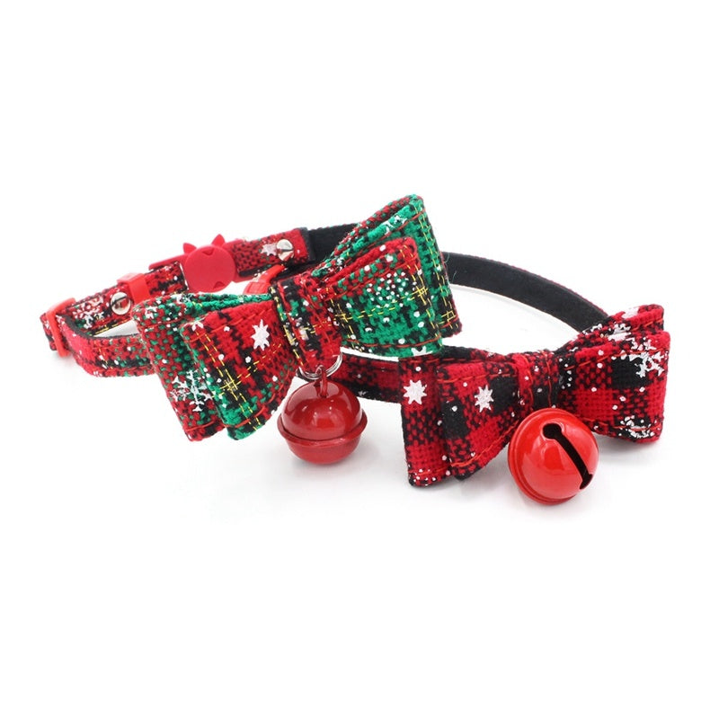 JMT-144330 Small Dog Christmas Chain Print Collar, Adjustable Microfiber, Sizes XS to M