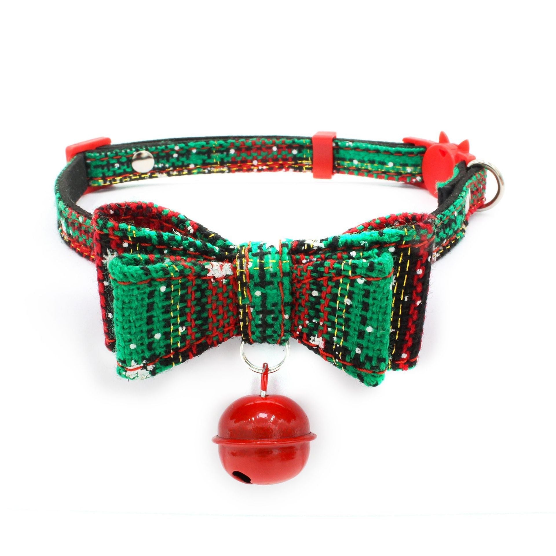 JMT-144330 Small Dog Christmas Chain Print Collar, Adjustable Microfiber, Sizes XS to M