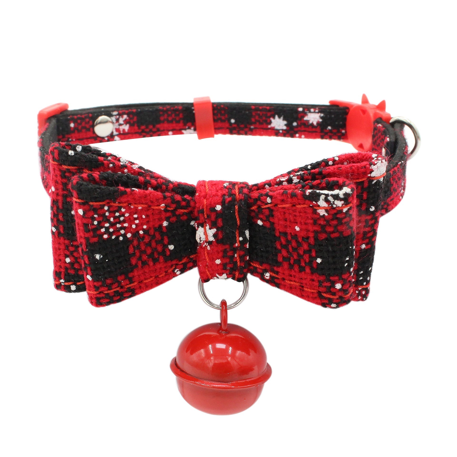 JMT-144330 Small Dog Christmas Chain Print Collar, Adjustable Microfiber, Sizes XS to M