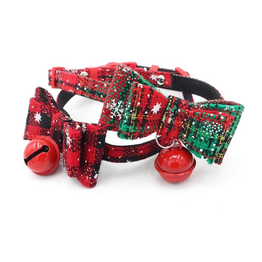 JMT-144330 Small Dog Christmas Chain Print Collar, Adjustable Microfiber, Sizes XS to M