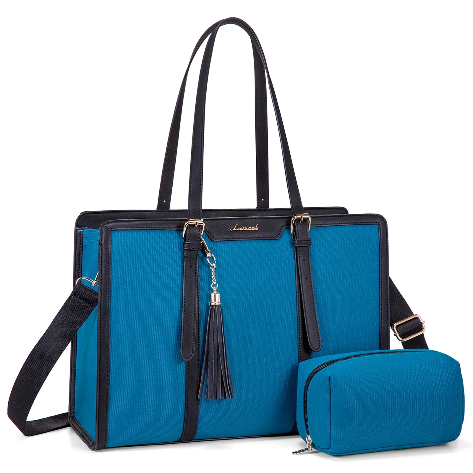 JMT-144650 Stylish 2-Piece Set PU Leather and Canvas Tote Bag for School, Shopping, and Casual Use, Versatile Crossbody and Shoulder Design for Women