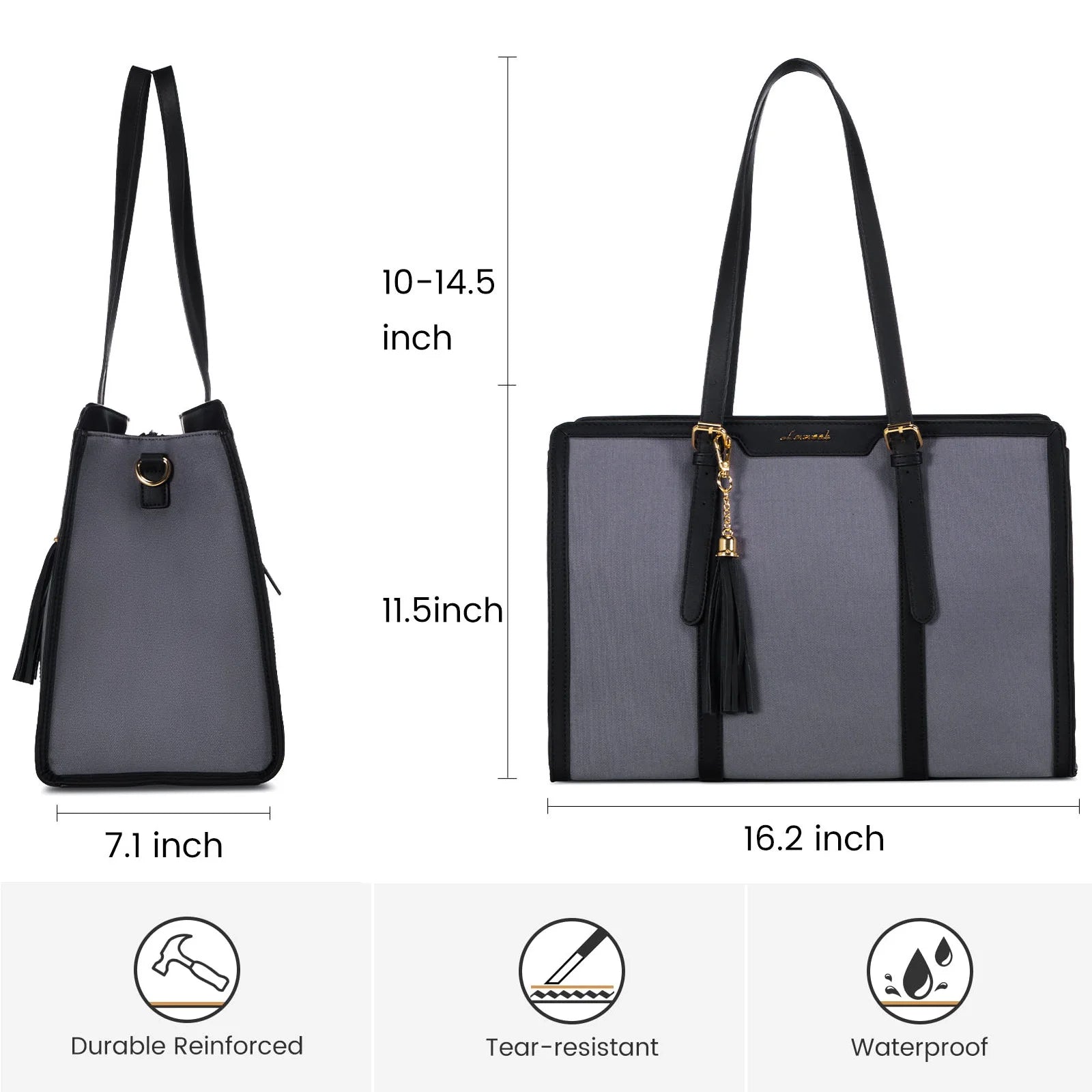 JMT-144650 Stylish 2-Piece Set PU Leather and Canvas Tote Bag for School, Shopping, and Casual Use, Versatile Crossbody and Shoulder Design for Women