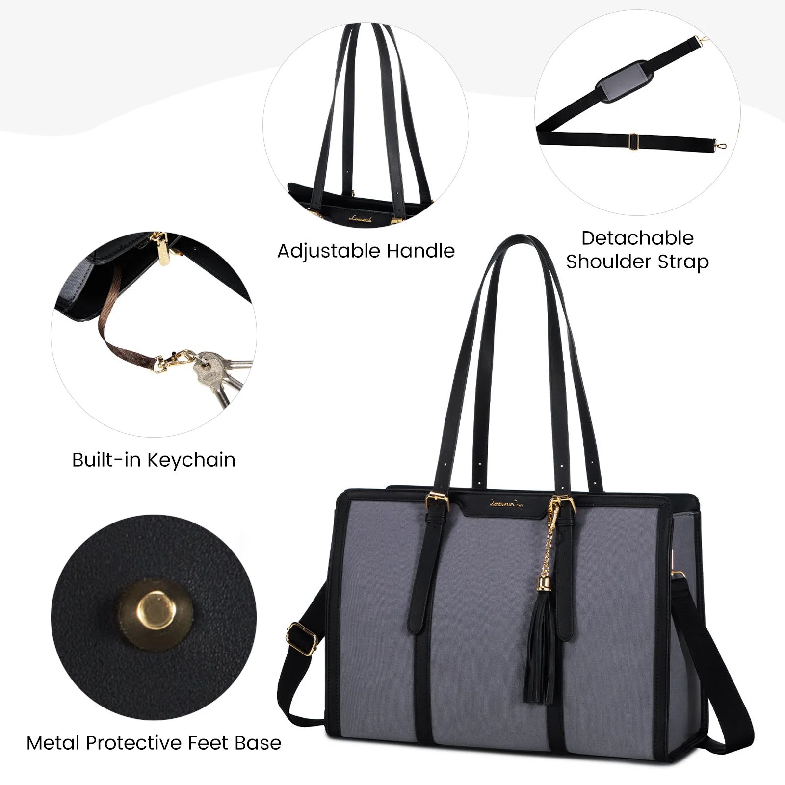 JMT-144650 Stylish 2-Piece Set PU Leather and Canvas Tote Bag for School, Shopping, and Casual Use, Versatile Crossbody and Shoulder Design for Women